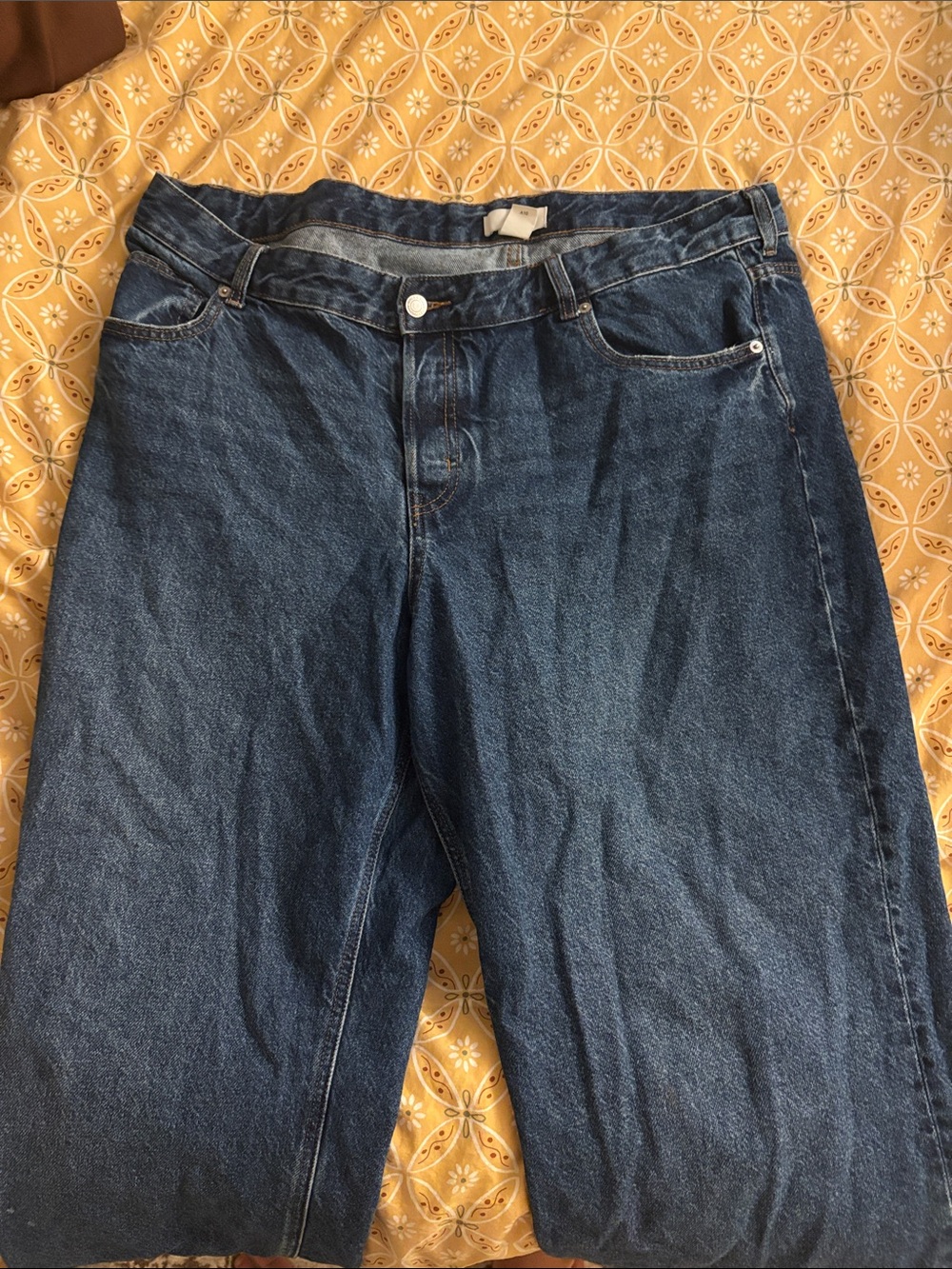 H&M Women's Straight-Leg Dark Blue Denim Jeans
